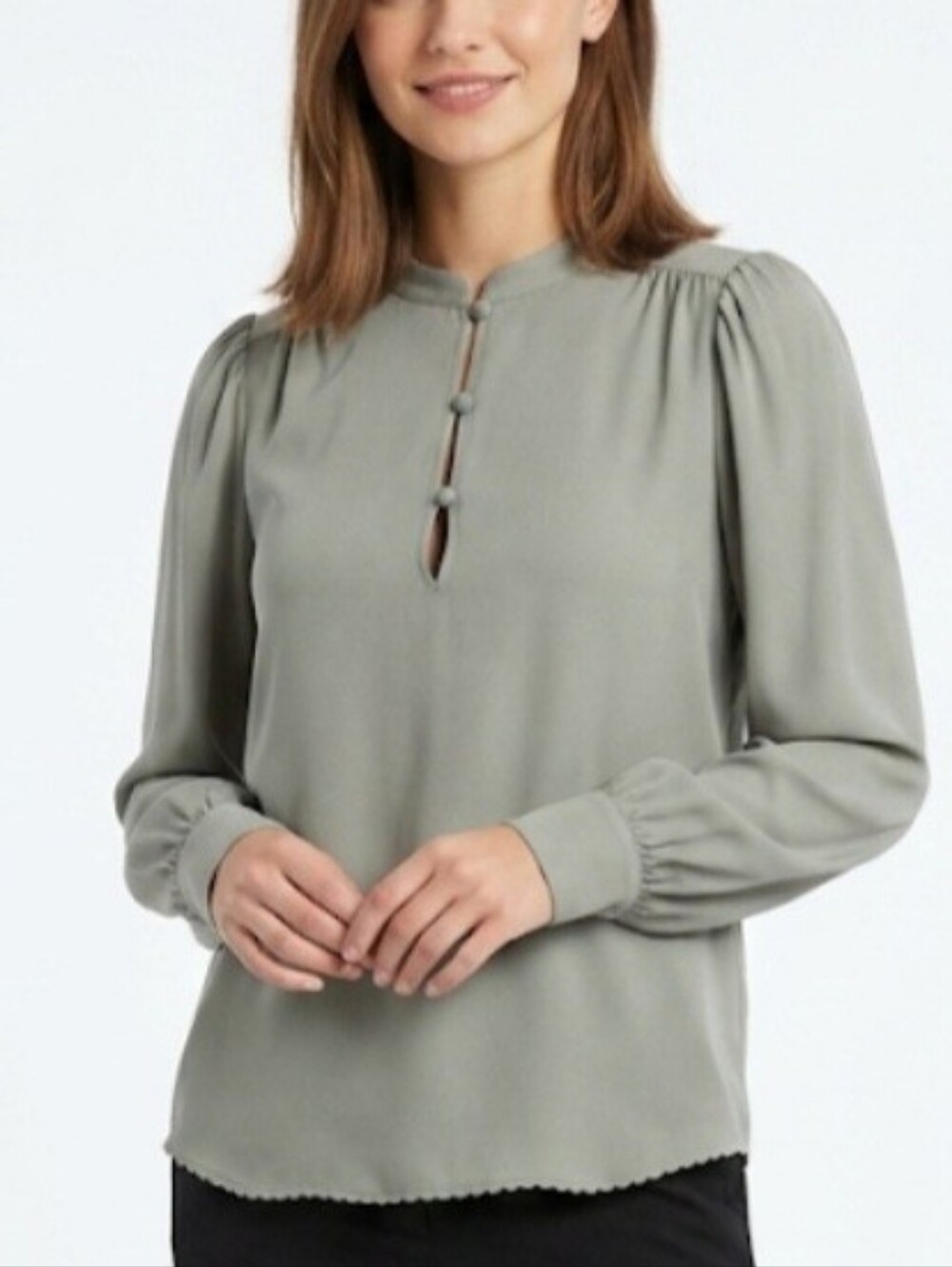 Wilfred Ava Olive Green Long Sleeve Blouse Size XS  Wardrobe Capsule